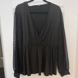 Plus Size Swiss Dot Peplum Top